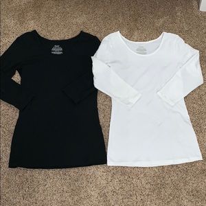 2 Shade 3/4 Sleeve Scoop Tee’s